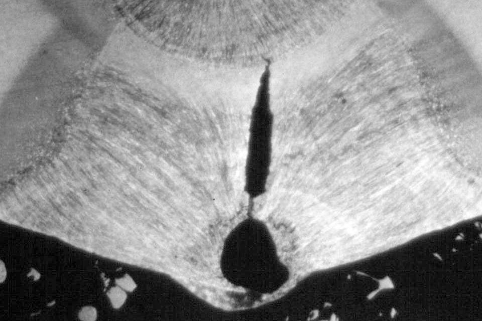 Porosity defect in pipeline material.