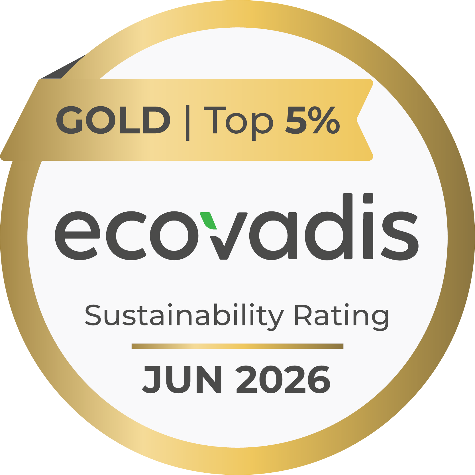 The image shows the EcoVadis Gold Medal that was awarded to ROSEN Europe B.V.
