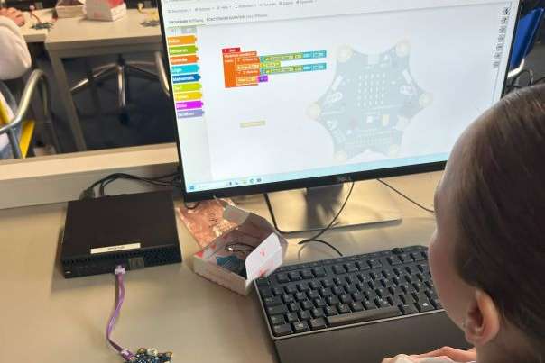 Student learning the basics of programming in a course