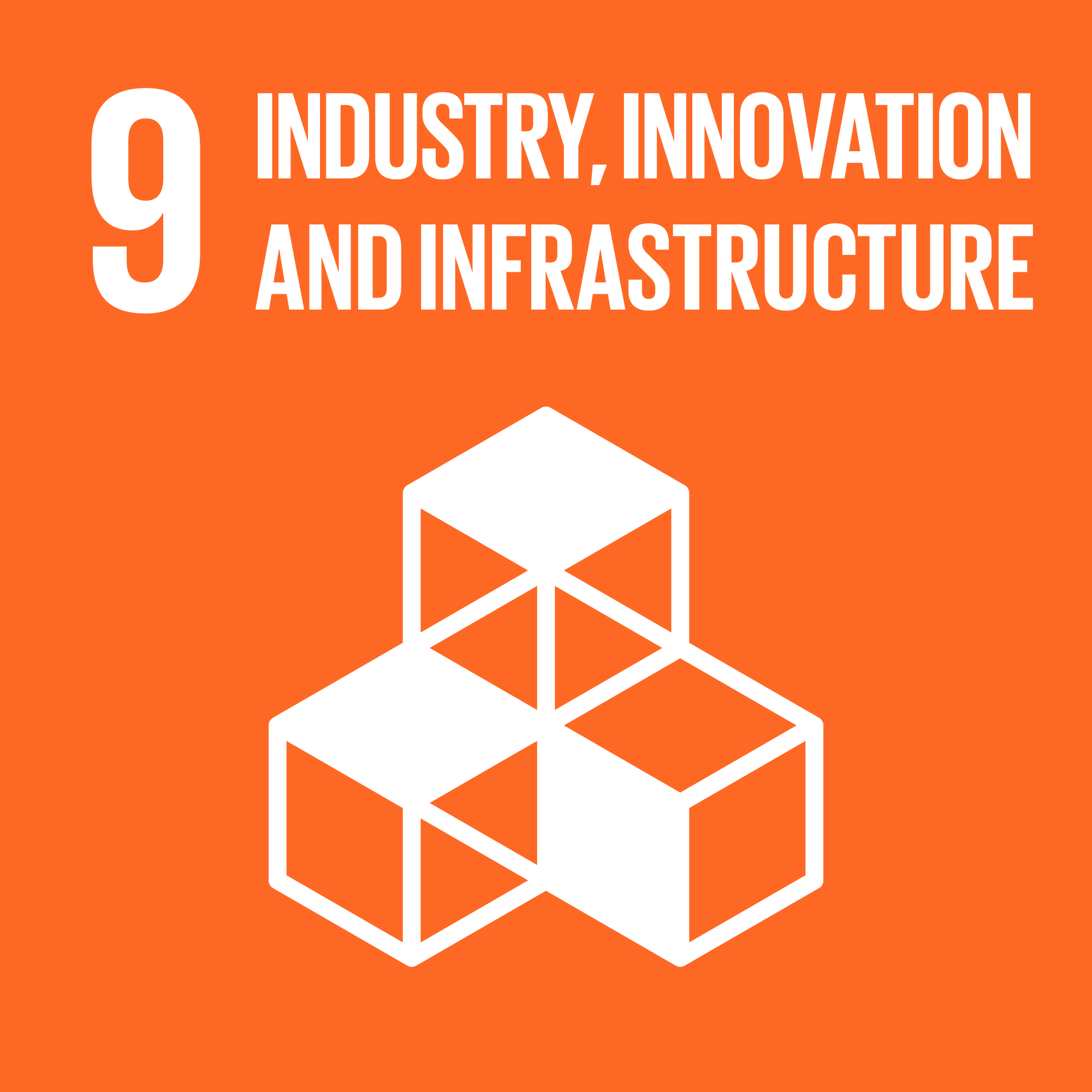 Icon of UN Social Development Goal (SDG) - Industry, Innovation and Infrastructure