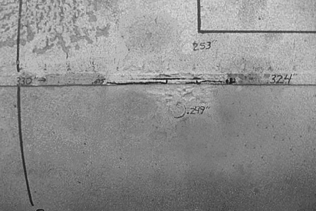 Picture of lack of fusion cracking in pipeline material