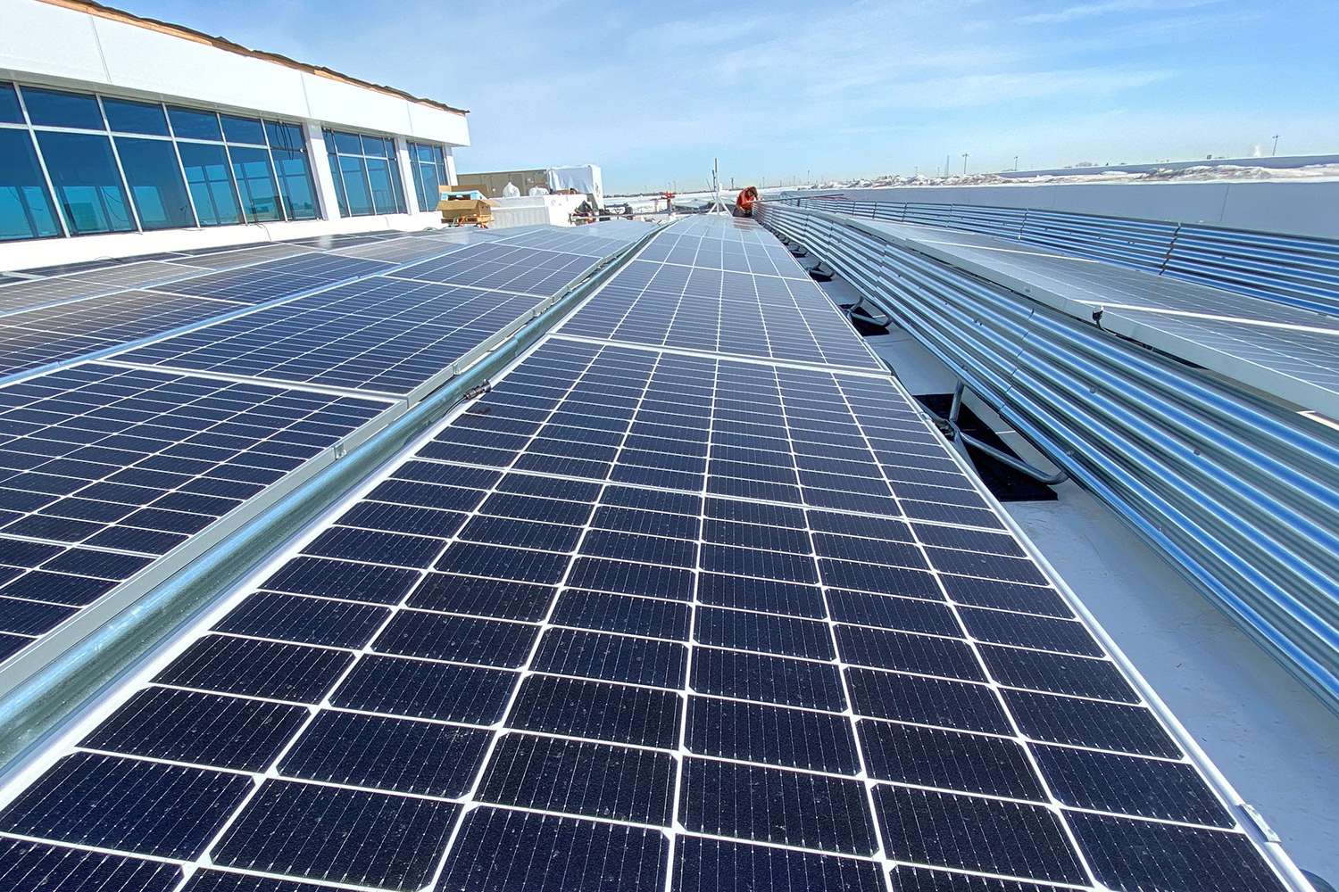 Solar modules on roof of ROSEN's Calgary office in Canada.