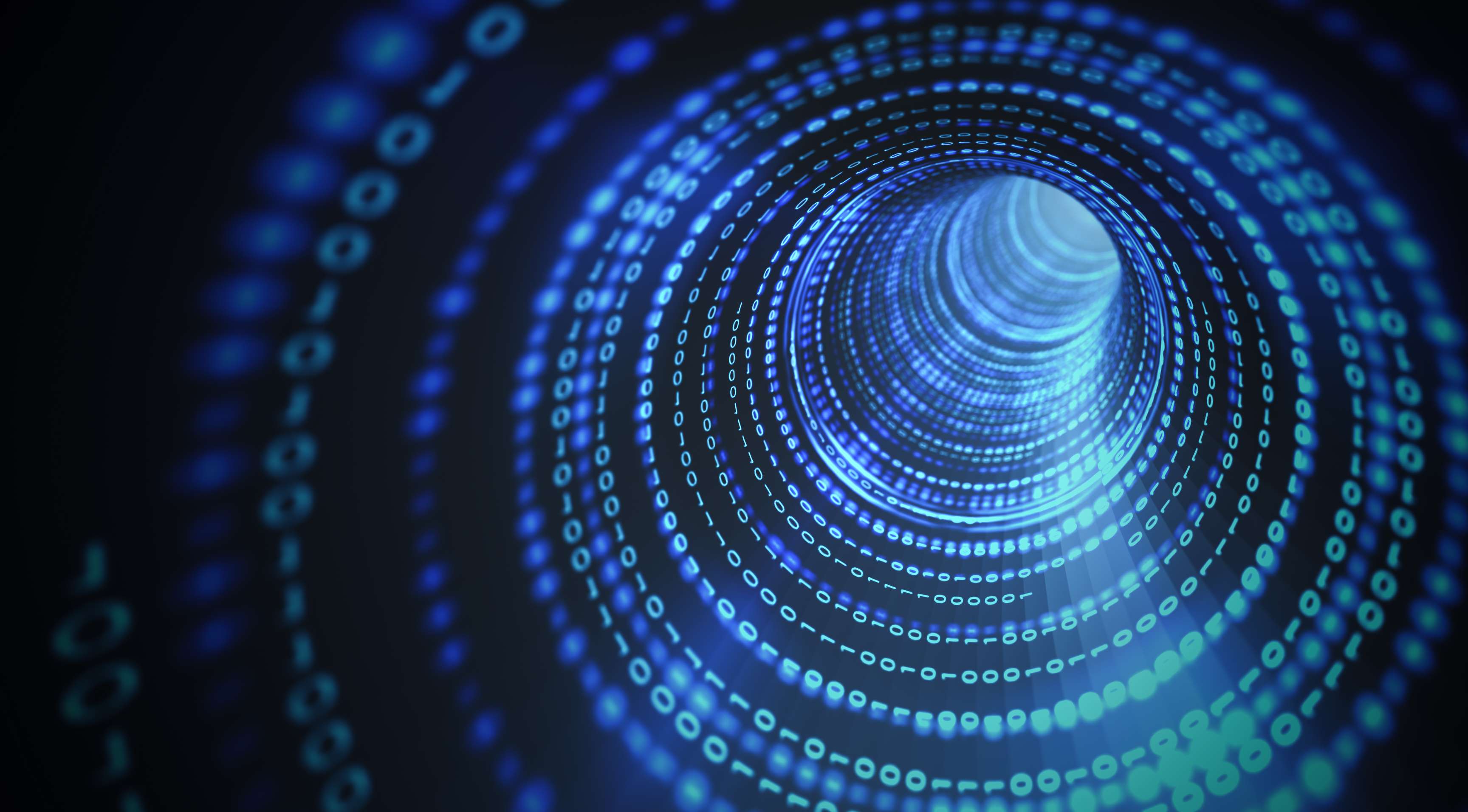 3d Rendering of a 3d Tunnel Made of Ones and Zeroes