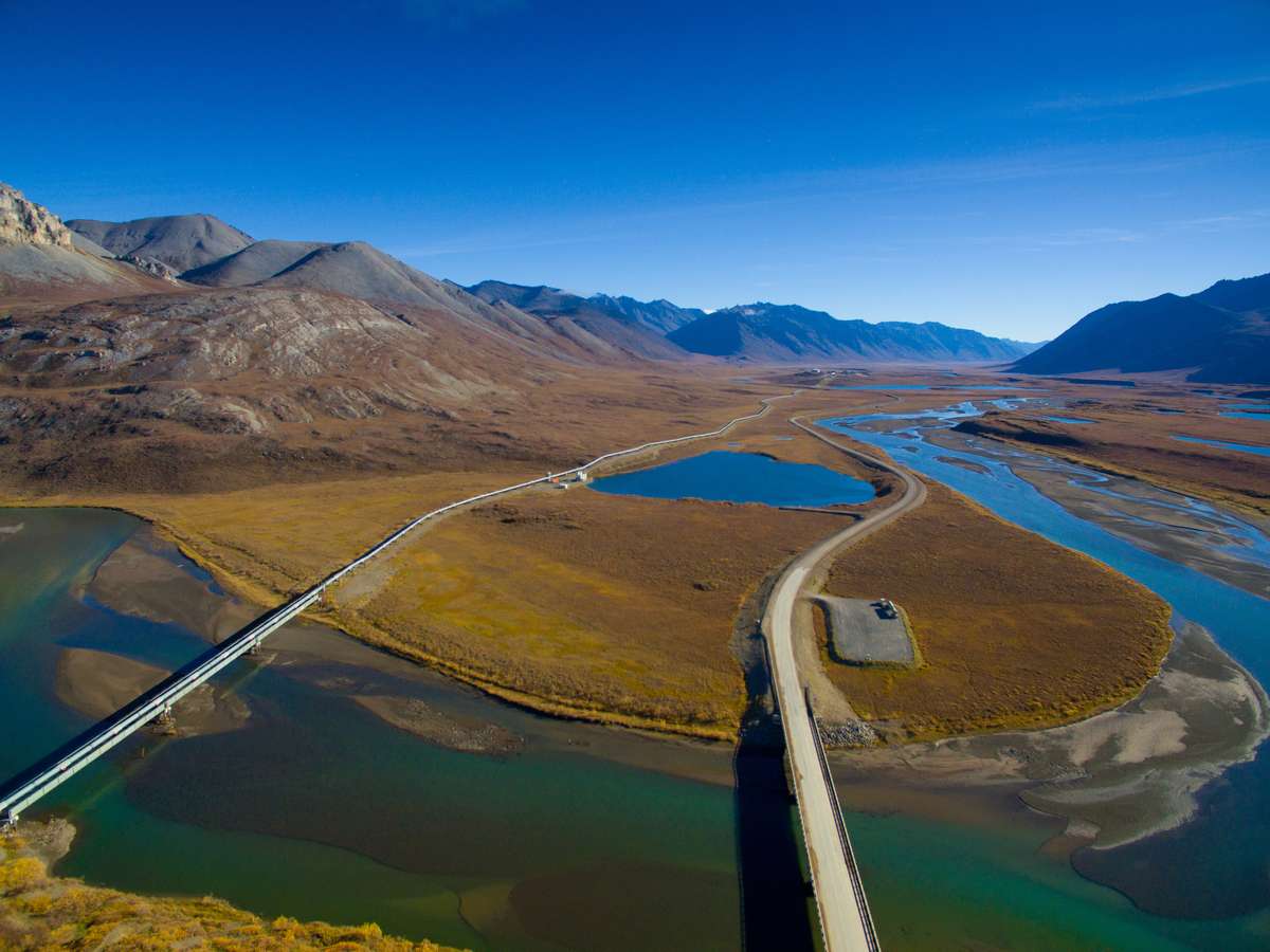 Landscape shot with mountains and river.