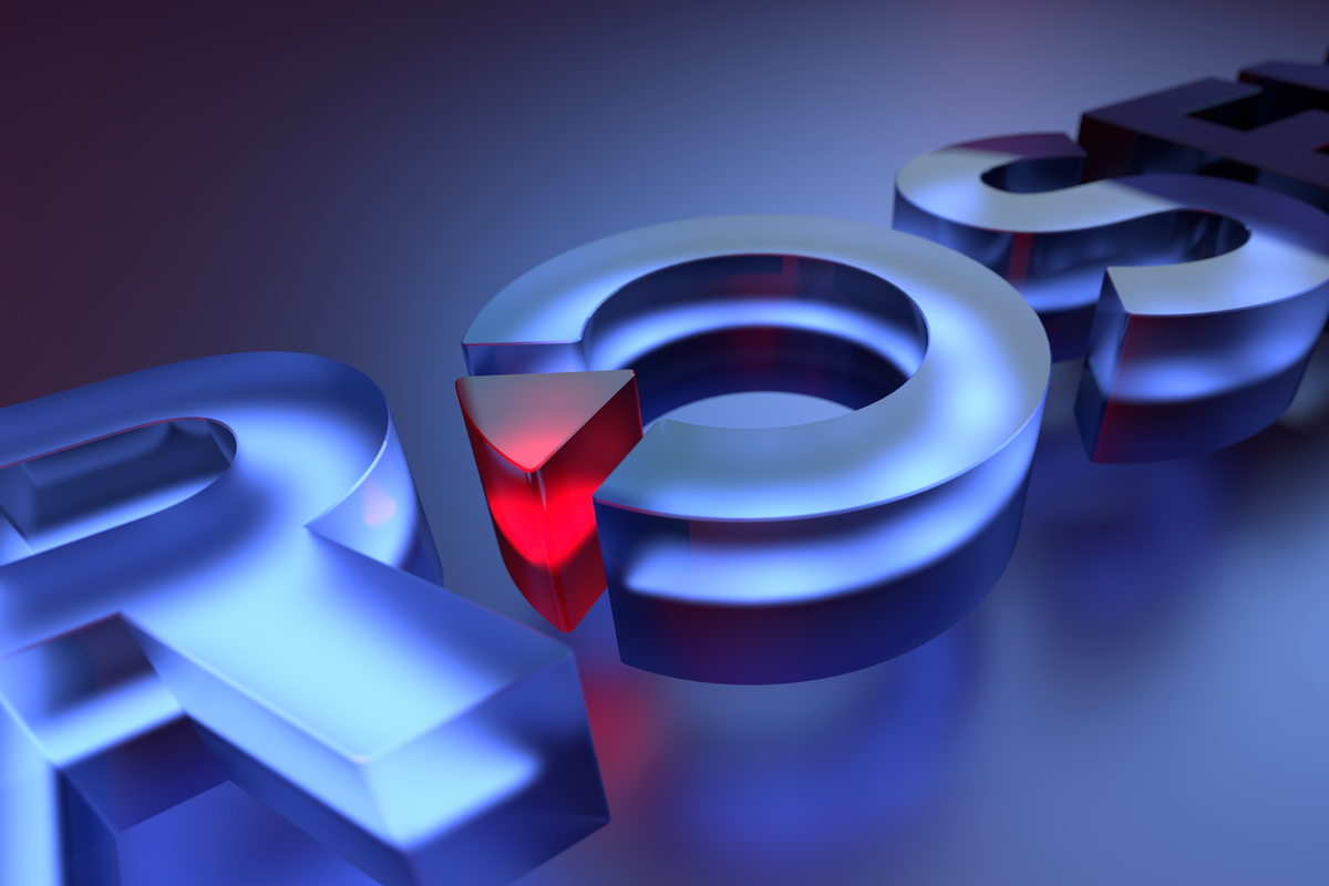 3D lettering of ROSEN logo tilted in light blue shining against light blue background.