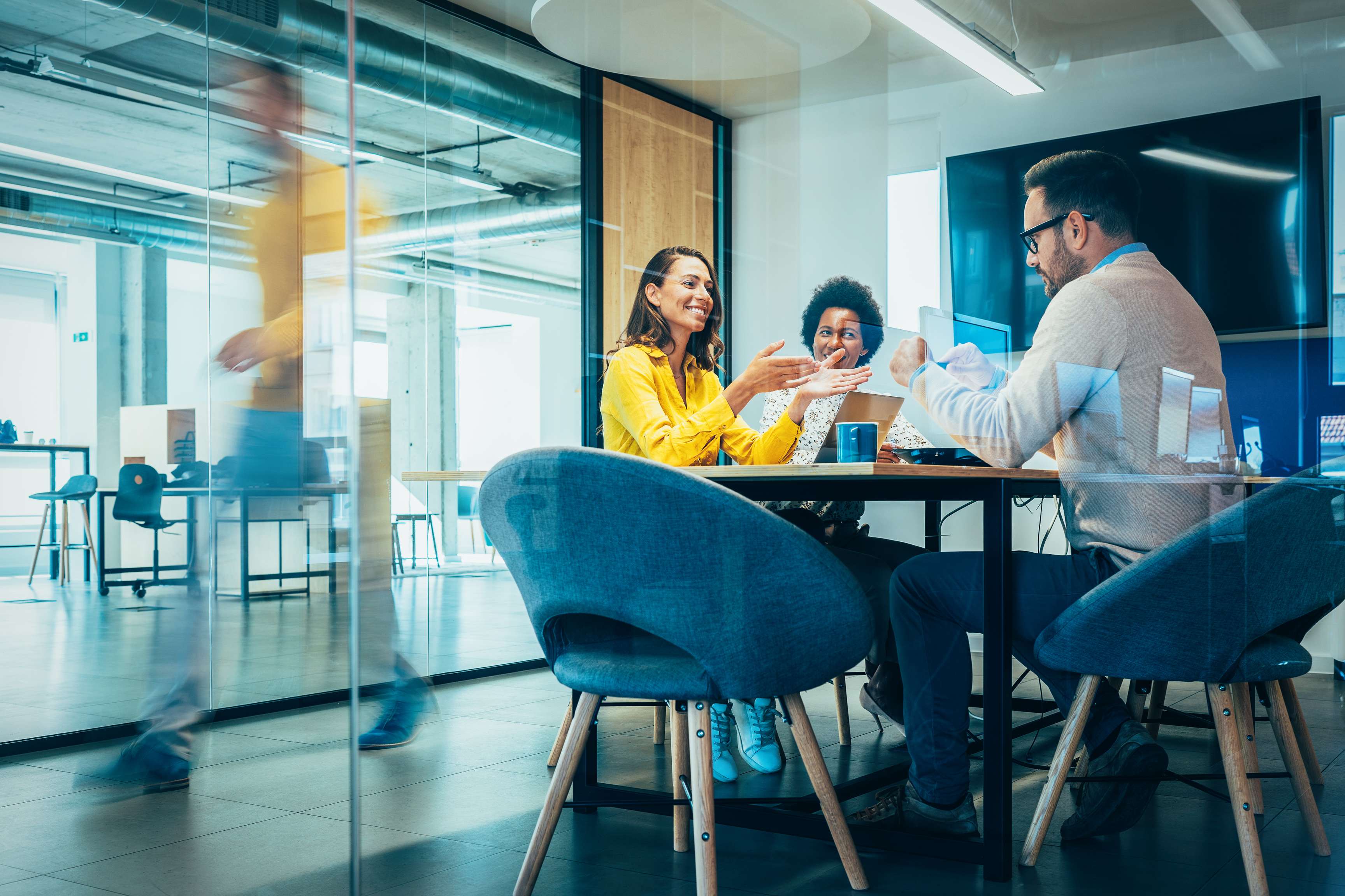 Group of employees sitting in an office environment