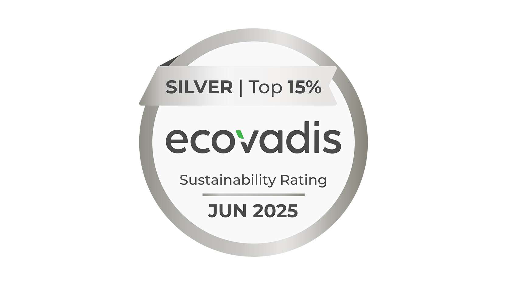 Esta imagen muestra la medalla de plata que ROSEN Canadá ha recibido de EcoVadis. EcoVadis es conocida en todo el mundo por sus fiables evaluaciones de la sostenibilidad de las empresas.