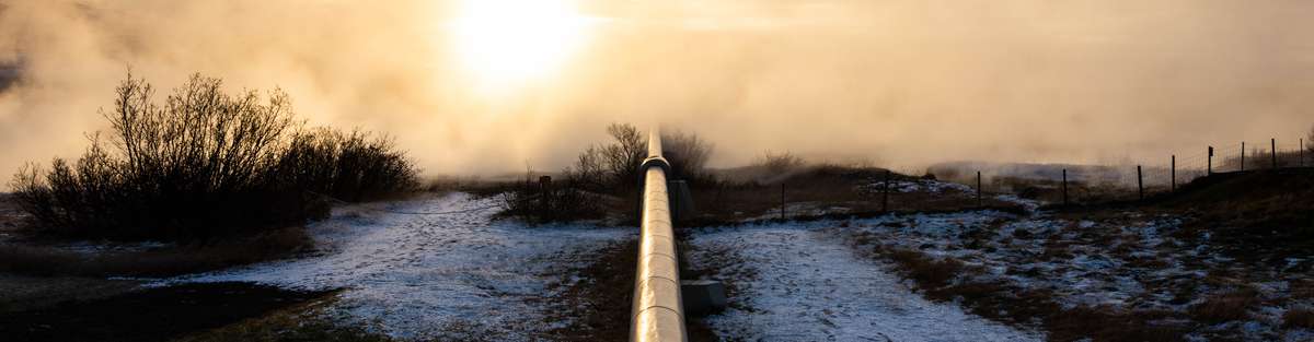 steam transports water heated by Iceland's geothermal landscape