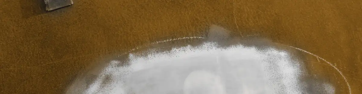 A pipeline showing a defect that is identified as a hard spot.