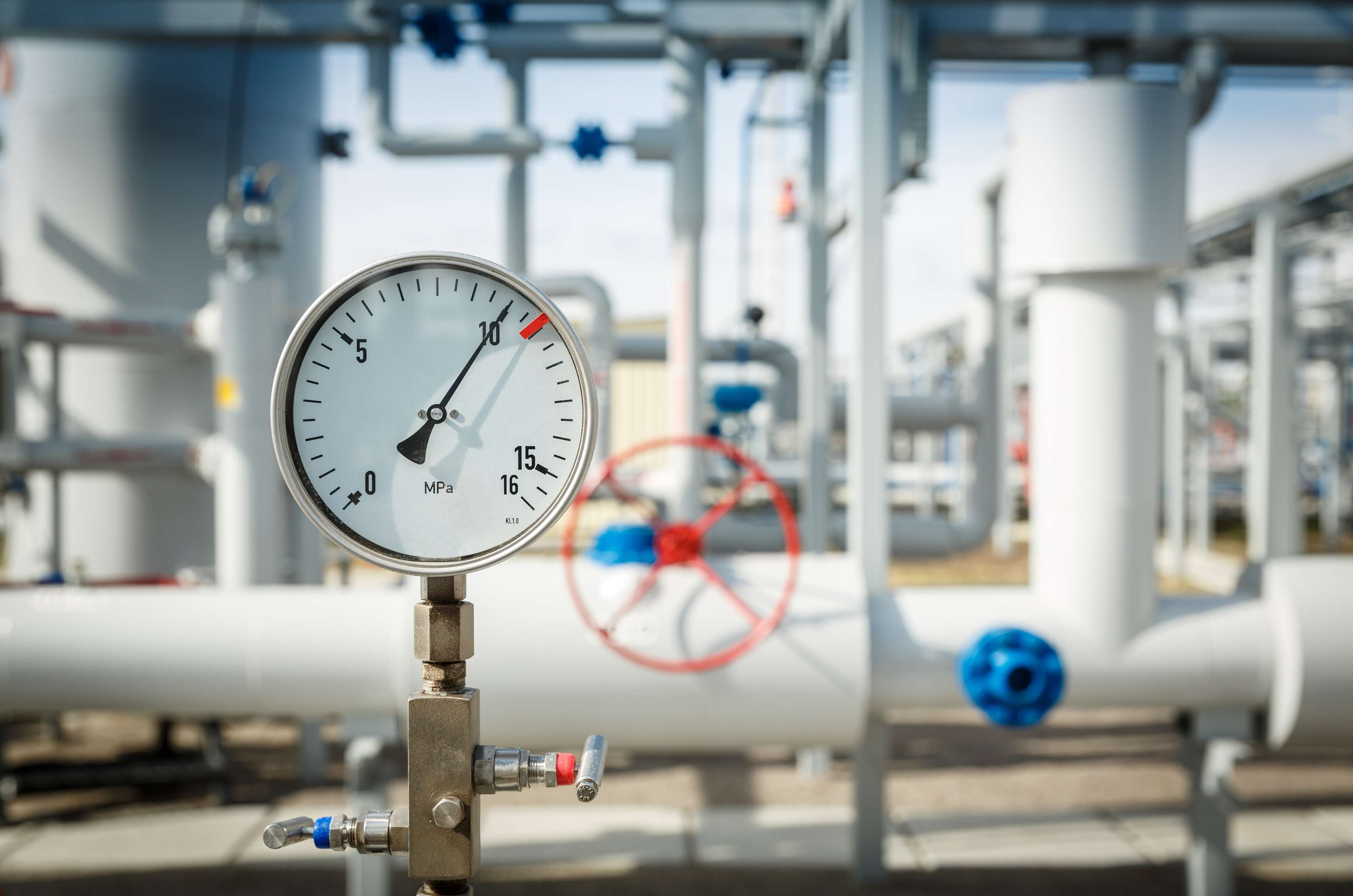 Gas manometer on a gas development plant.