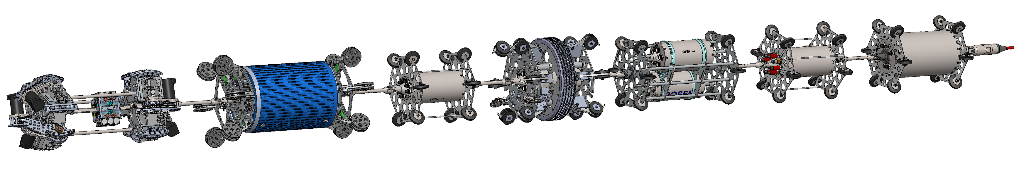 Complete Tethered UT Wall Measurement Train with all supporting modules.