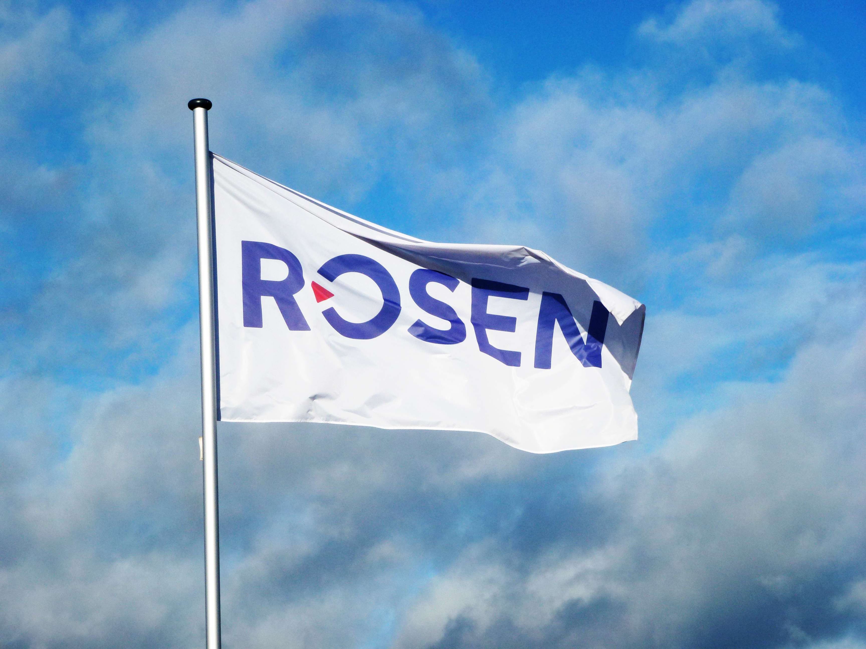 Flag with ROSEN's logo on it