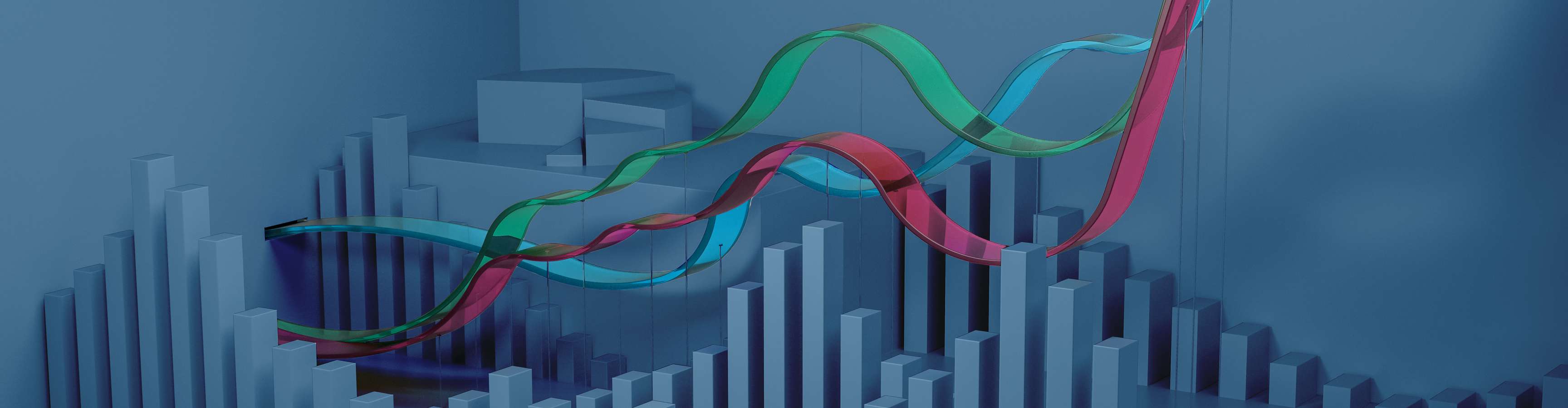 Digital generated image of Charts rising on minimal background.