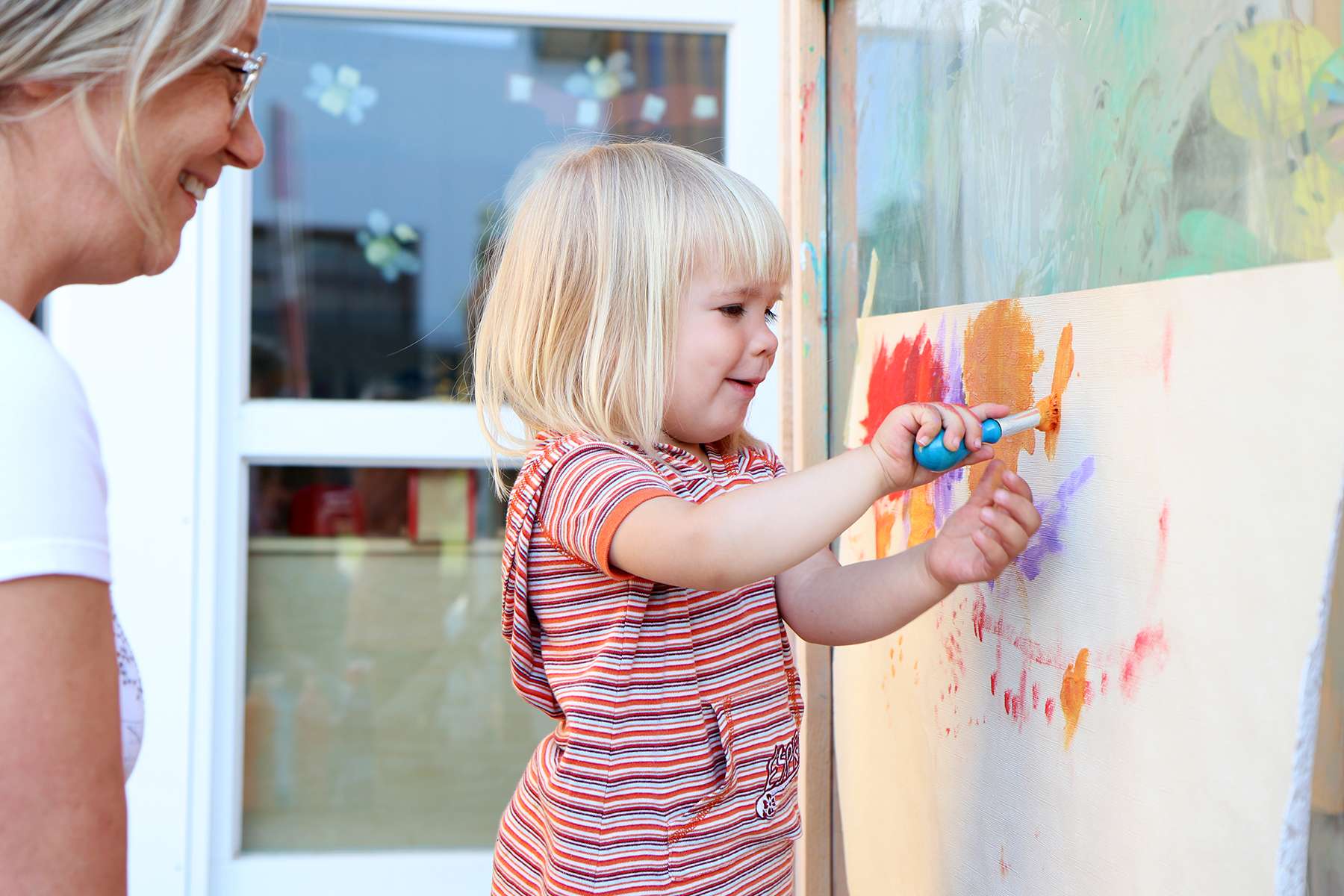 Kindergarten child painting