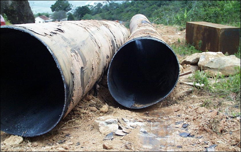 Picture of a pipeline with an ovality anomaly.