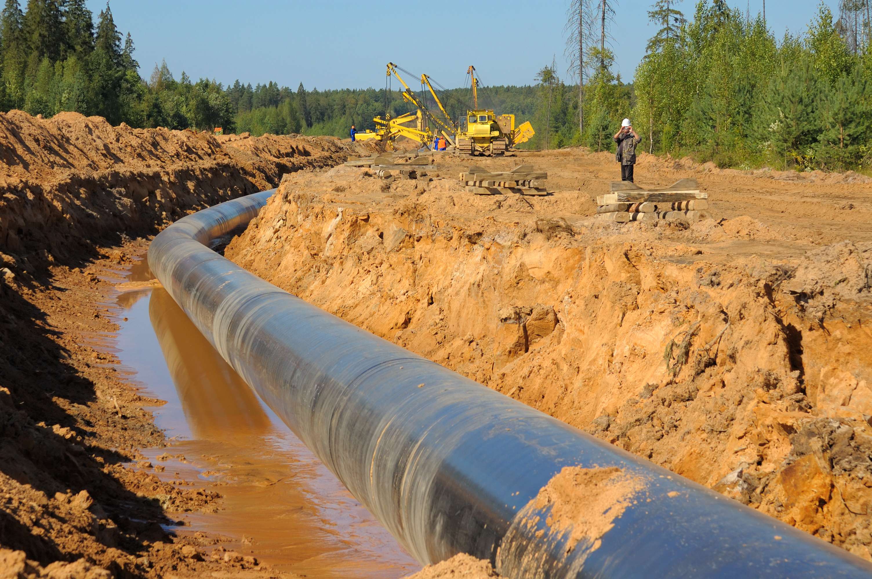 Pipeline in an earth trench.