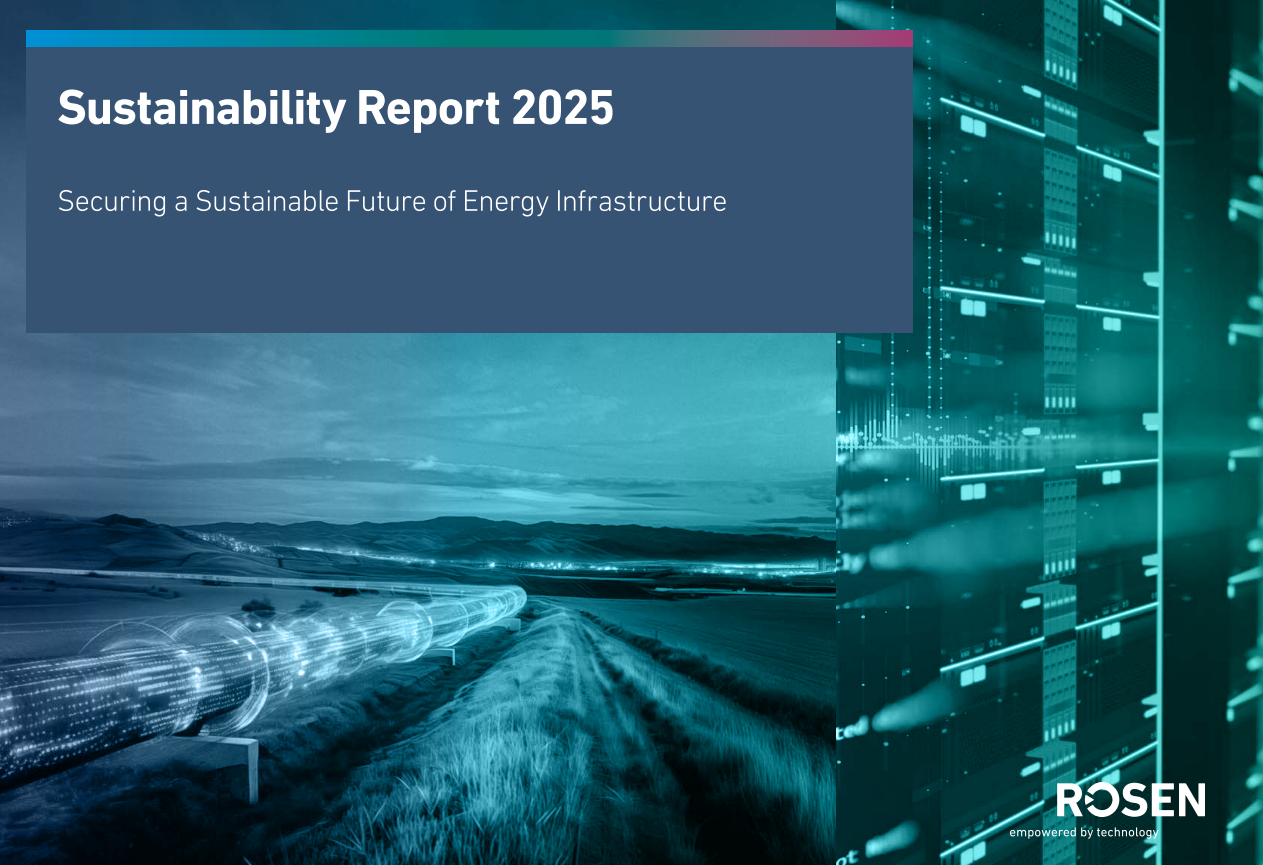 Sustainability Report 2025 cover featuring an energy pipeline and digital infrastructure imagery