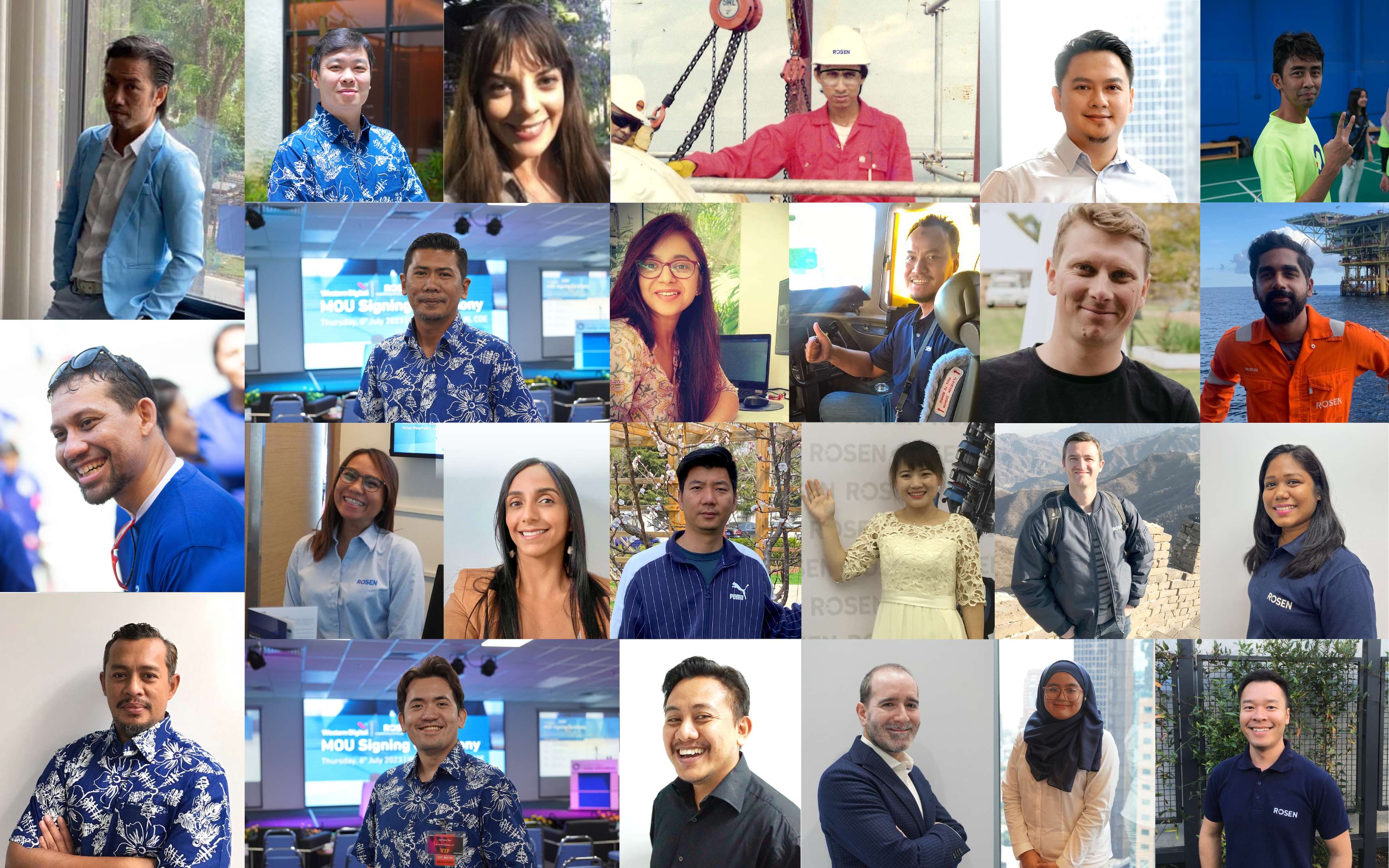 Picture collage of ROSEN employees in the Asia Pacific Region.