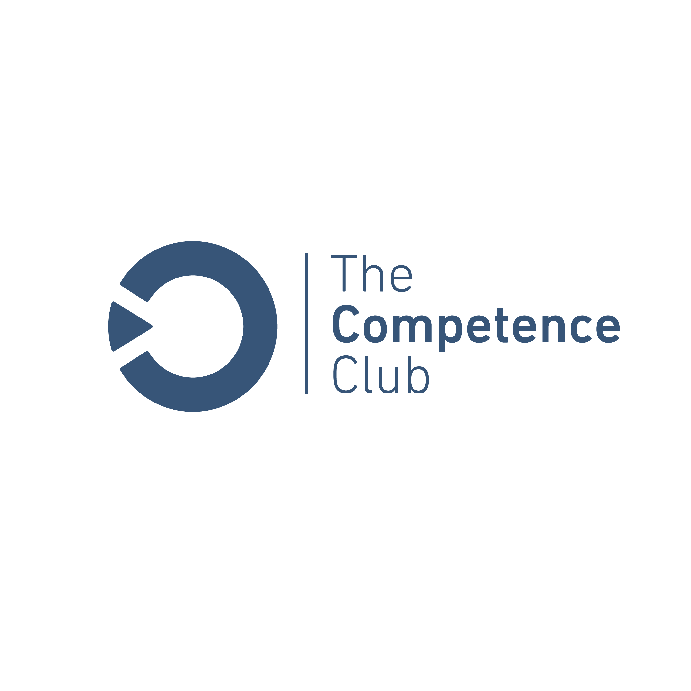 Logo of Competence Club with ROSEN loop on the left side and a text saying "The Competence Club connects..."