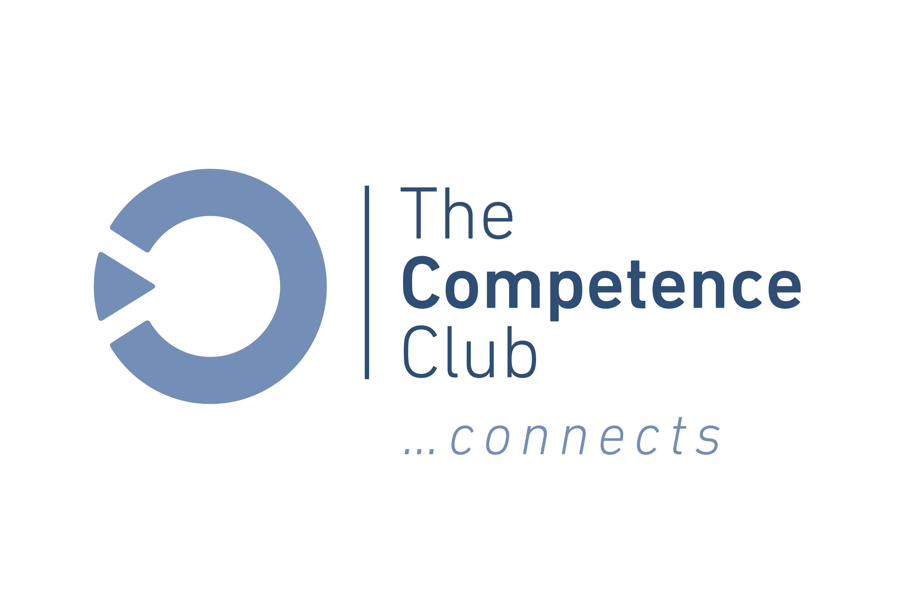Logo of Competence Club with ROSEN loop on the left side and a text saying "The Competence Club connects..."
