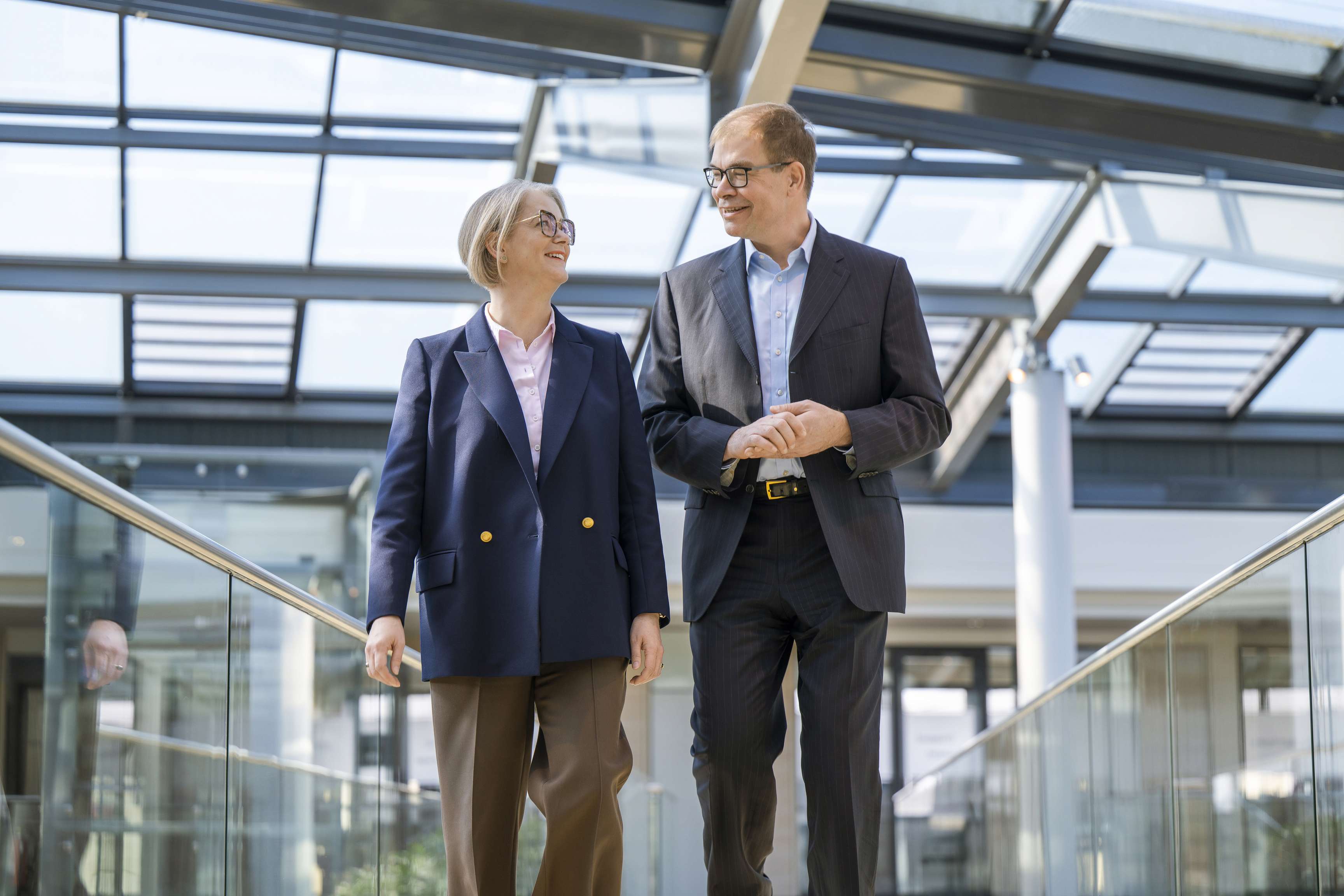 Andreas Opfermann and Daniela Schomaker on skywalk at innovation center lingen rosen group