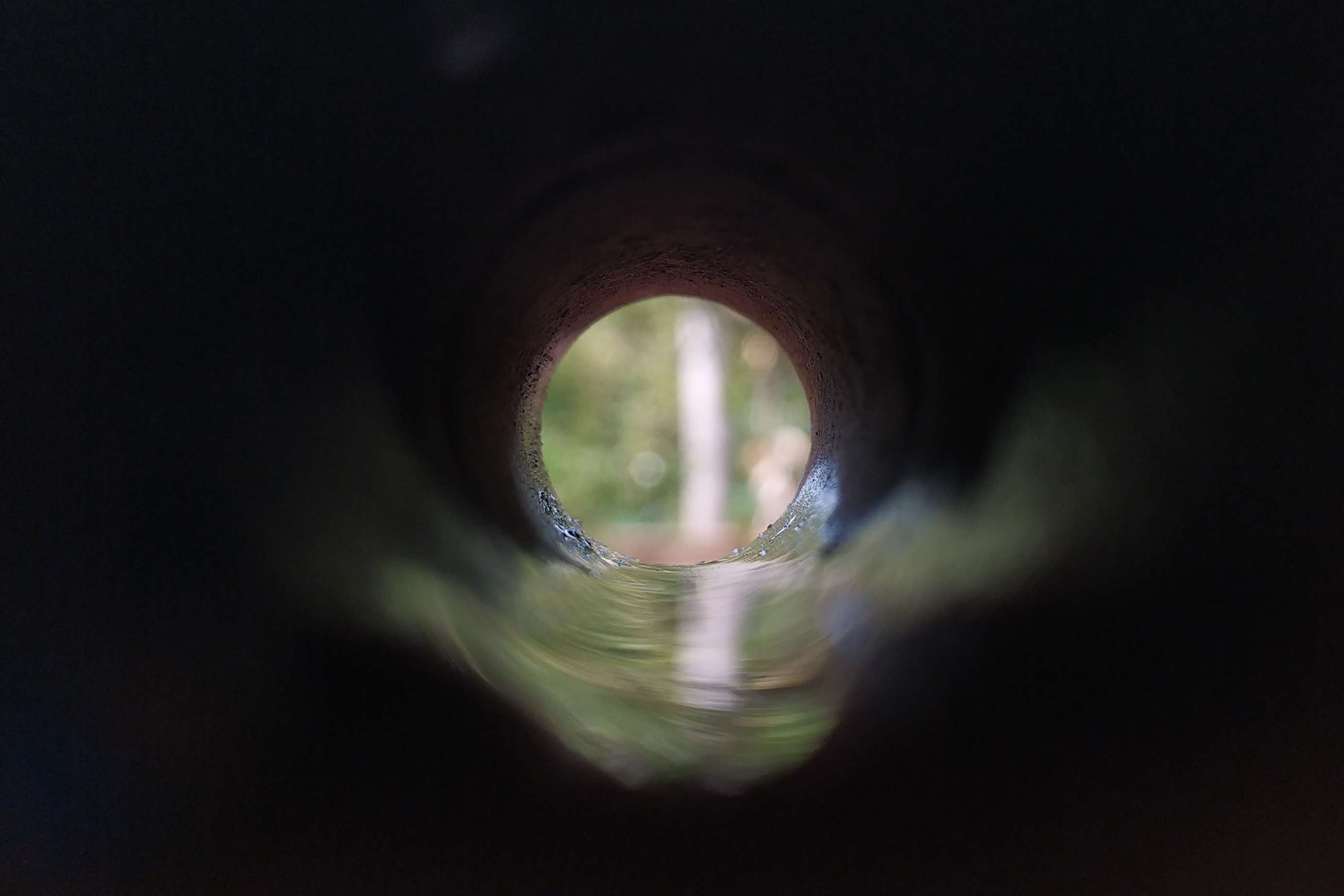 Tunnel view through a pipeline.