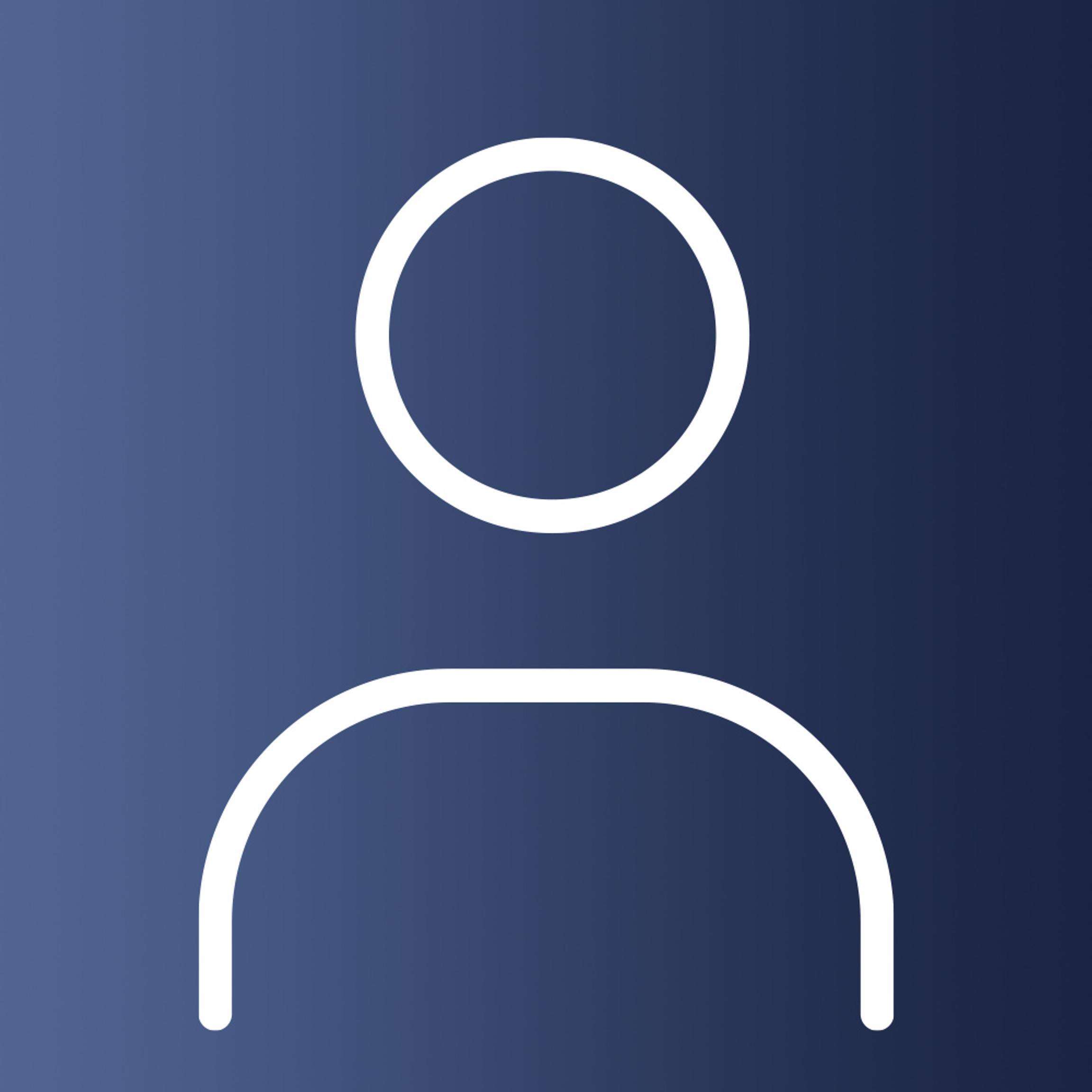 Blauer Farbverlauf mit Personensymbol in Weiß.