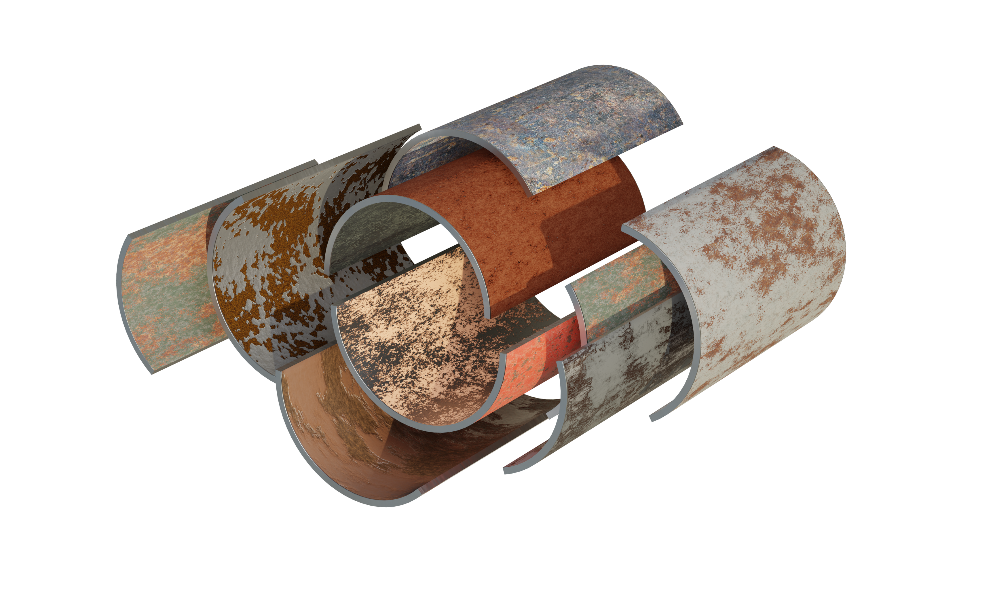 Illustration that shows different types of corrosion (internal and external corrosion) on a pipeline.