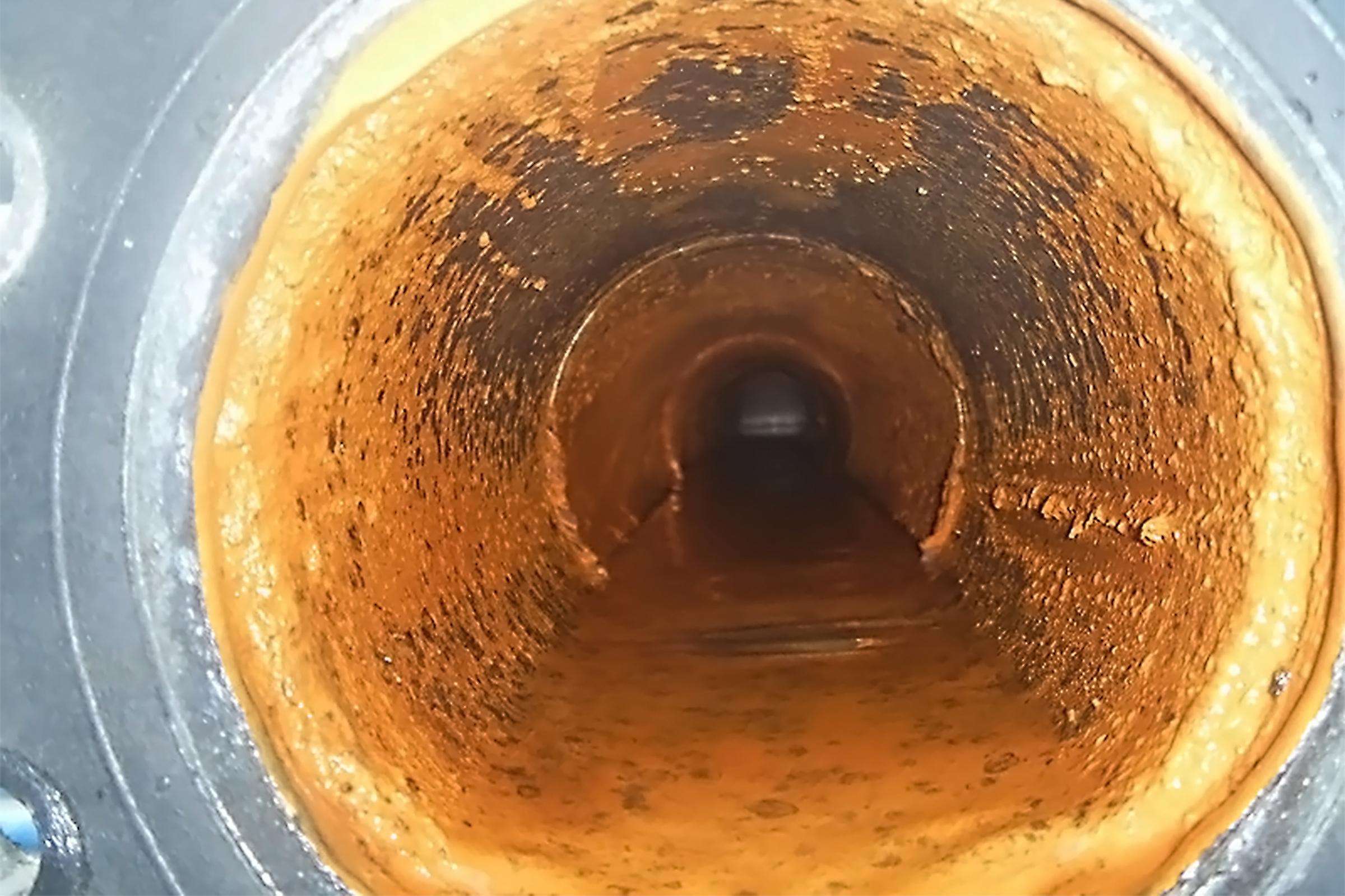 Interior of a dirty pipeline.
