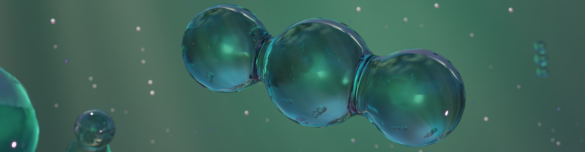 CO2 Molecule against of a green background with further faintly visible CO2 molecules in the background.