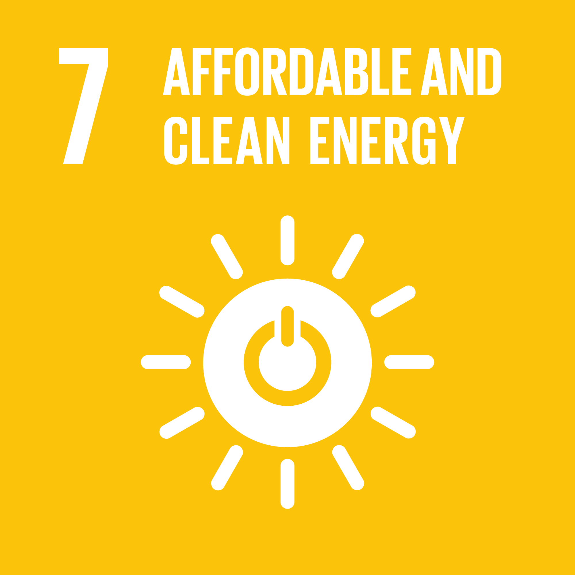 Icon of UN Social Development Goal (SDG) - Affordable Clean Energy