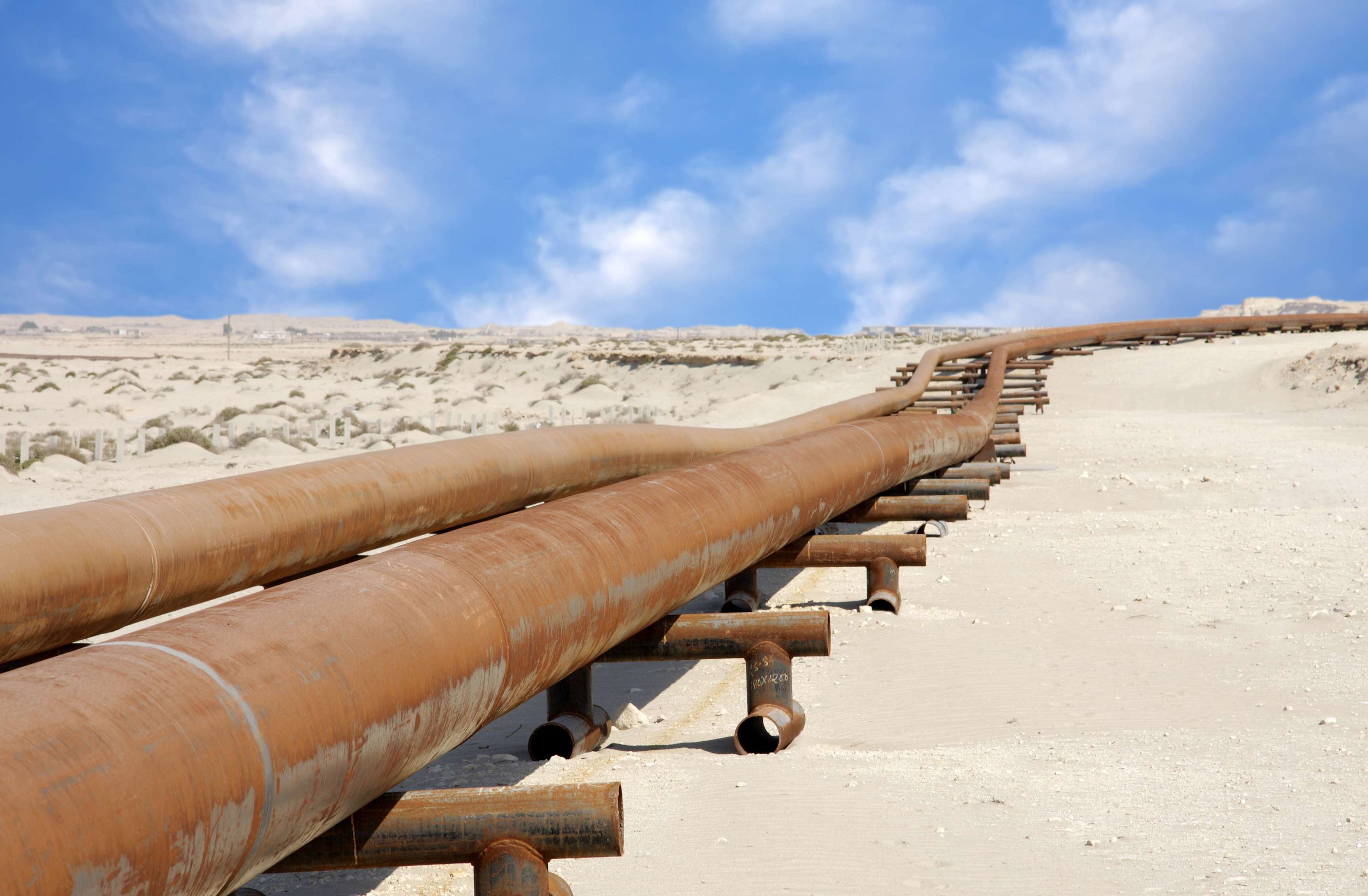 oil pipeline in desert.