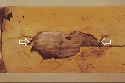 Picture of a lack of fusion anomaly on a pipeline.