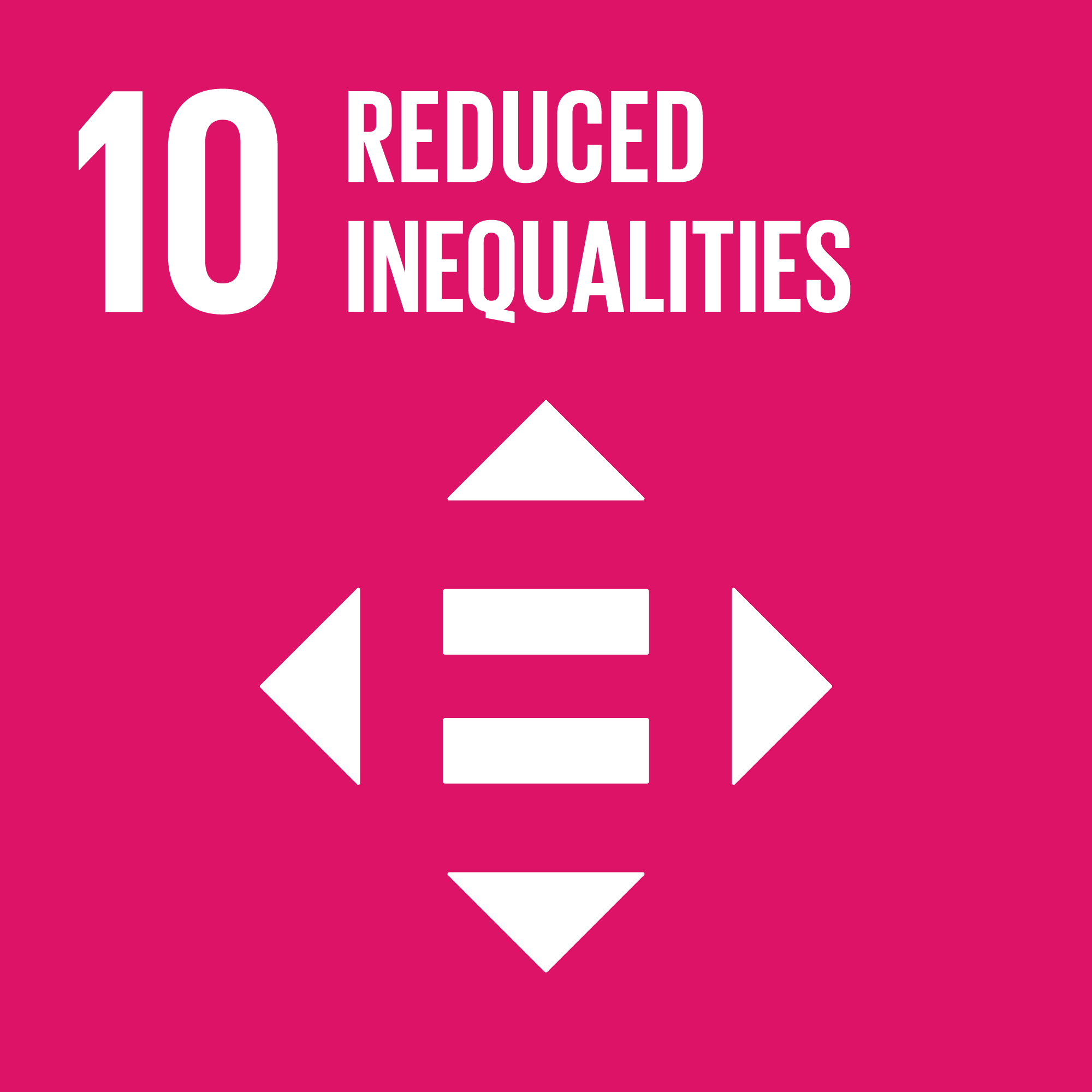 Icon of UN Social Development Goal (SDG) - Reduced Inequalities